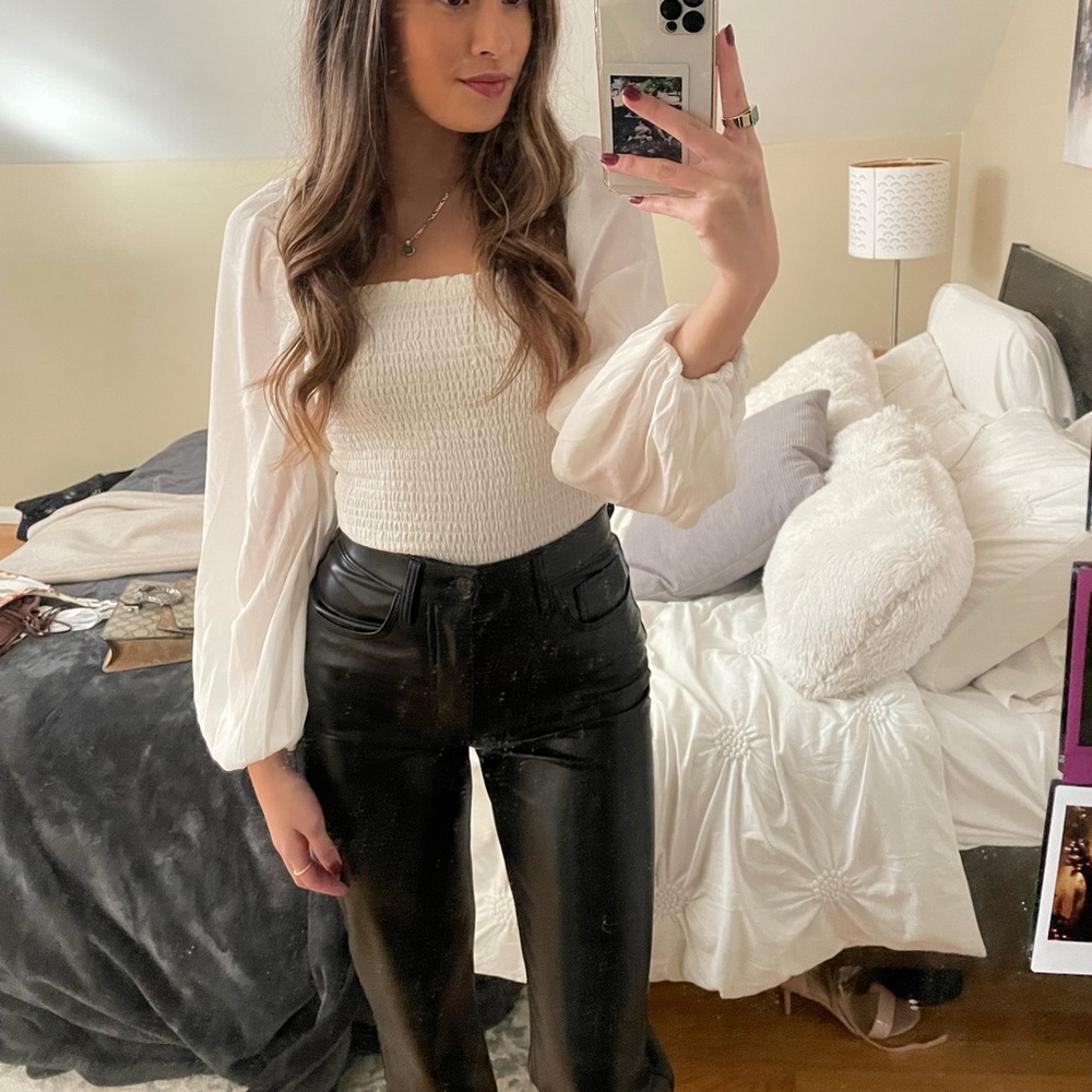 Abercrombie White Smocked Top